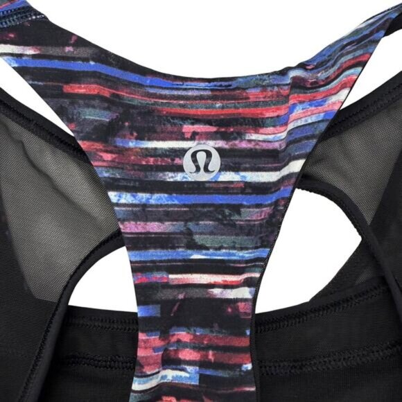 LULULEMON Break Free Tank Nulux Sz 4 Hinshu Alpine White Multi / Black - Picture 6 of 7